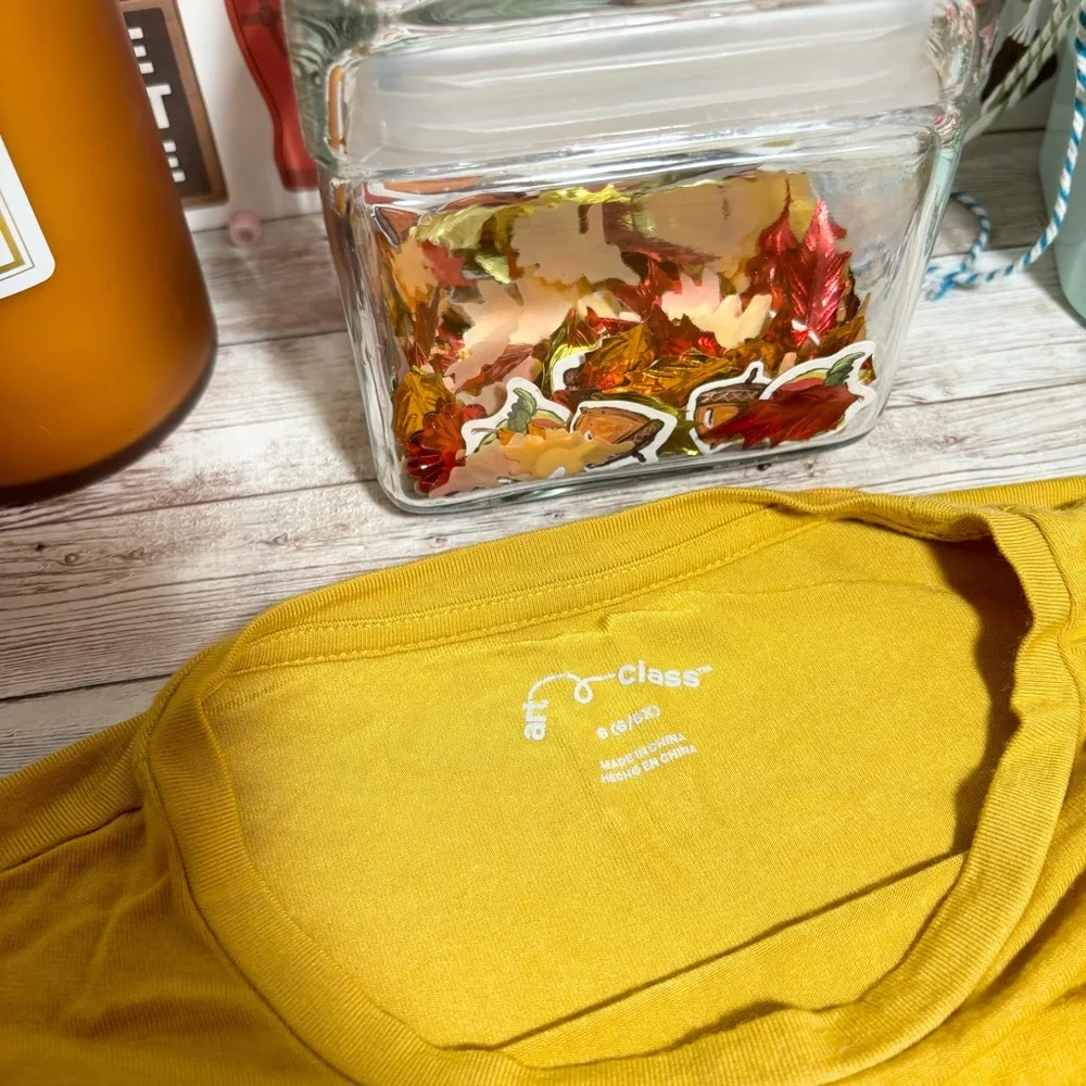Art Class Girl’s Long Sleeve Mustard Yellow Top Shirt Size S 6 6X Fall Bohemian